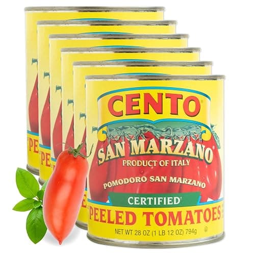 Cento Certified San Marzano Whole Peeled Tomatoes with Basil, 28 oz, 6 Pack | Canned Plum Tomatoes in Thick Puree, Grown & Processed in Italy, Thicker Walls, Fewer Seeds, Lower Acidity, BPA-Free, Non-GMO - Image 1