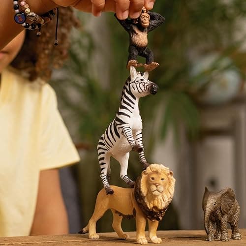 Schleich Wild Life - 4 PC Safari Animals Figurines Set with Zebra, Monkey, Elephant and Lion Toys - Realistic African Animal Figures Playset for Boys and Girls - Educational Toys for Kids Ages 3+ thumbnail 2