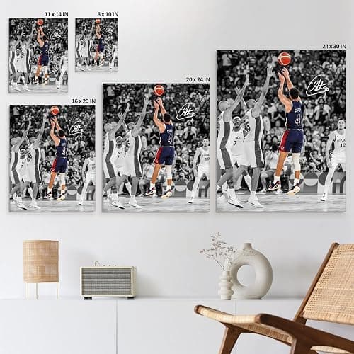 NBA Canvas Wall Art Decor - Stephen Curry Iconic Three-Point Shot Team USA Olympic Game Scene, Basketball Wall Poster for Sports Fans, Home, Bedroom or Game Room Decor 16X20 inch thumbnail 6