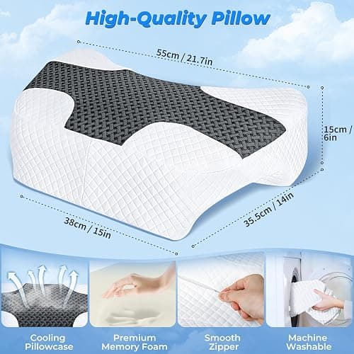 SAHEYER Side Sleeper Pillow with Arm Hole, Upgraded Shoulder Relief System for Neck Pain, Multi-Angle Memory Foam Pillow for Adults Side, Back and Stomach Sleeper Pressure-Free Sleep (Black) thumbnail 2