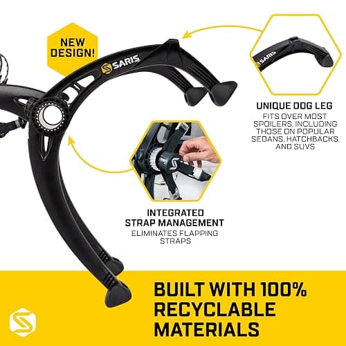 Saris Bones EX 2-Bike Trunk Rack Bicycle Carrier, Durable, Rust-Free, Anti-Sway Straps, Made in USA, Arc-Based Design, 100% Recyclable Materials thumbnail 5