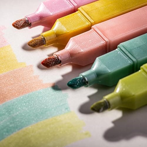 DIVERSEBEE Glitter Bible Highlighters with Soft Chisel Tip, 5 Pack Assorted Color Pens No Bleed, Quick Dry, Cute Aesthetic Marker Set for Bible Study Journaling Supplies (Sunshine) thumbnail 3