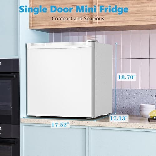 Electactic 1.7 Cu.ft Mini Fridge with Freezer, Compact Refrigerator, Single Reversible Door, Ultra Quiet, Energy Efficient for Office, Dorm, Bedroom, Apartment, White thumbnail 3