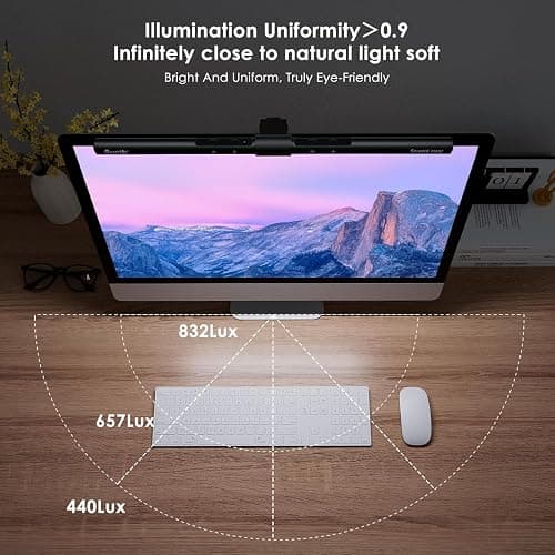 Quntis Computer Monitor Lamp, Screen Monitor Light Bar for Eye Caring, USB Reading LED Task Lamp with Auto-Dimming, Dimmable Light Bar, Touch Control, No Glare Space Saving Home Office Desk Lamps thumbnail 4