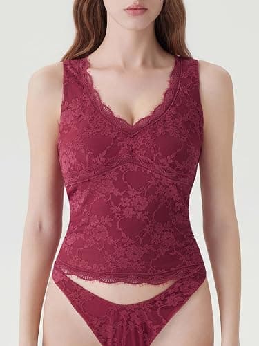SUUKSESS Women Double Lined Lace V Neck Tank Top Summer Going Out Tops Sexy Trendy Shirts thumbnail 3
