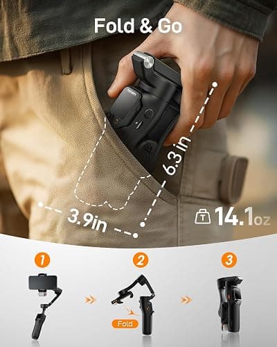 hohem iSteady V3 Ultra Gimbal Stabilizer for iPhone, Phone Gimbal with AI Auto Tracking, Detachable Touchscreen Remote, Built-in Extension Rod, Tripod, Fill Light, for Vlog, Travel, Pet, Fitness thumbnail 8