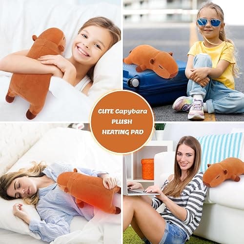 Weighted Capybara Microwavable Heating Pad-1.8lb Weighted CapybaraHeating Pads for Cramps &Period Pain Relief for Women, Plush Heatable & Coolable Stuffed Animals Bedtime Birthday Gift for Women Kids thumbnail 7