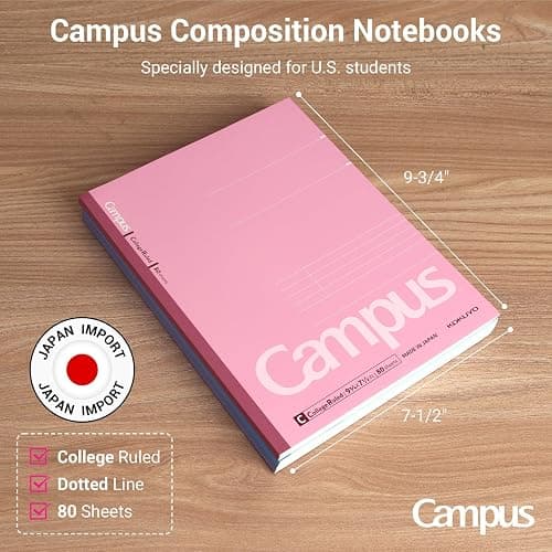 KOKUYO Composition Notebooks, 3 Pack Campus 9-3/4" x 7-1/2" Comp Book with College Ruled, 80 Sheets, Pink Blue Lavender School Lined Notebook Journal for Work Study Note Taking (WSG-NO-308CG1×3) thumbnail 3