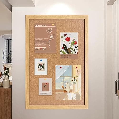 Yunihome Cork Bulletin Board, 13.3x17.8 Inches Hanging Cork Board Wooden Framed with Pins for Wall, Dorm Room, Office, Home Decor – Natural Cork & Black Frame thumbnail 6