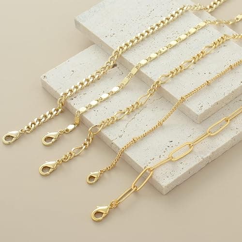 Gokeey Gold Bracelets for Women Trendy,14K Real Gold Plated Dainty Stackable Paperclip Cuban Link Chain Bracelets, Gold Cuff Bracelets Jewelry Gifts Adjustable 7"+2" - Style 01 thumbnail 8