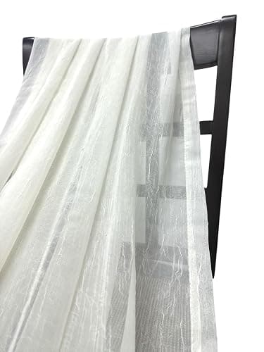 sheetsnthings Solid Abri 50-Inch Wide x 216-Inch Long Crushed Sheer Scarf, Ivory thumbnail 4