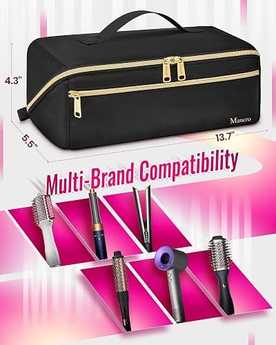 Mancro Hair Tools Travel Bag Compatible with Shark Flexstyle, Wide-open Hot Hair Tool Organizer with Separate Heat Resistant Mat, Hair Accessories Organizer for Straighteners, Curling Iron thumbnail 6