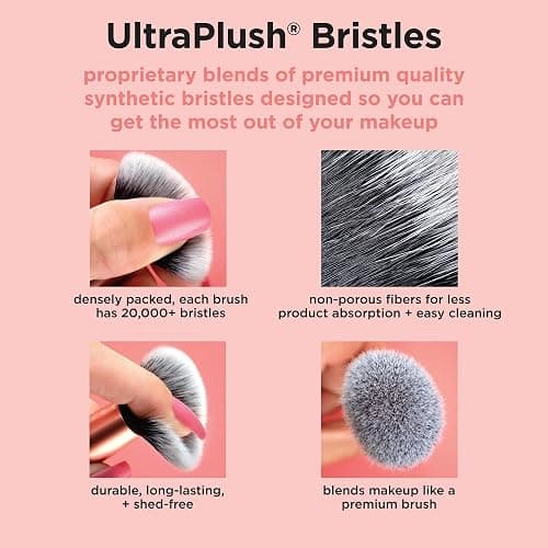 REAL TECHNIQUES Au Naturale Makeup Brush Kit, For Foundation, Powders, and Concealers, Premium Quality Face Brushes, 9 Piece Set, Gold thumbnail 7