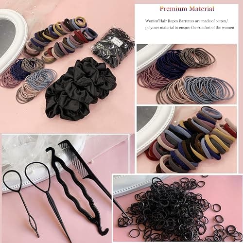 YANRONG 755PCS Hair Accessories for Woman Set Seamless Ponytail Holders Variety Hair Scrunchies Hair Bands Scrunchy Hair Ties For Thick and Curly (Mix) thumbnail 2