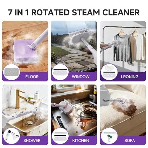 AAOBOSI Steam Mop, 1300W Powerful Detachable Handheld Steamer with 350ml Tank, 11 Multi-purpose Accessories, 23FT Power Cable, Steam Mops for Floor Cleaning, Tiles, Windows, Carpets, Furniture thumbnail 5