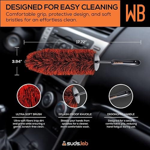 Suds Lab WB Premium Microfiber Detailing Wheel Brush for All Vehicle Types – 17.7" Ultra-Soft and Scratch-Free Reusable Rim, Wheel, and Tire Brush for Deep Cleaning thumbnail 3