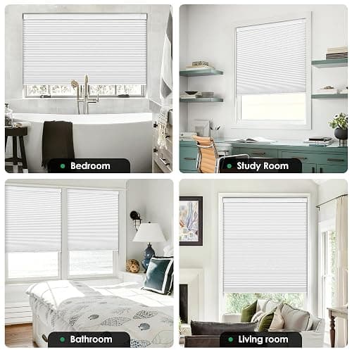 LazBlinds No Tools No Drill Cordless Cellular Shades, Blackout Light Blocking Honeycomb Shades for Home, Thermal Insulation Blinds for Windows, 19" W x 36" H, White thumbnail 5