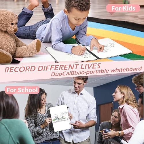 Mini Whiteboard 12"x9" Small White Board Dry Erase, Erasable Notebook Foldable Desk Whiteboard Holder Dry Erase Board, Office, Home, Travel, School, Portable (Pink) thumbnail 5
