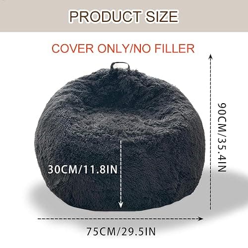 BCU Bean Bag Chair Cover Ultra Soft Fluffy Faux Fur Beanbag Cover Plush Living Room Chairs Cover for Adults and Kids, White - Milky White thumbnail 3