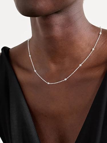 IEFWELL Solid 925 Sterling Silver Chain Necklace for Women, 1.6mm Satellite Bead Chain Necklace Shiny Sturdy Hypoallergenic Chain Necklaces, 16/18/20/22/24 Inches Dainty Silver Jewelry for Women Men thumbnail 9
