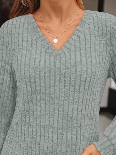 AUTOMET Womens V Neck Long Sleeve Shirt Fall Fashion Tops Tunic Dressy Casual Sweater Clothes Cute Trendy Work Outfits 2025 thumbnail 6