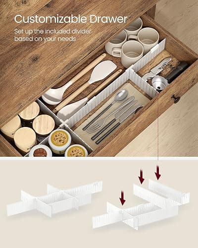 VASAGLE LIRY Collection - Buffet Cabinet, Coffee Bar Cabinet with a Drawer, Adjustable Shelf, Sideboard Storage with Cable Hole, Drawer Divider, Honey Brown UBBK341K01 thumbnail 5
