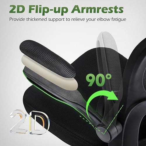 AreShark Office Chair Ergonomic Desk Chairs with Adjustable Lumbar Support& Headrest Hanger, High Back Breathable Mesh Chair with Wheels, Rolling Swivel Comfy Task Computer Chair for Home Work Gaming thumbnail 8