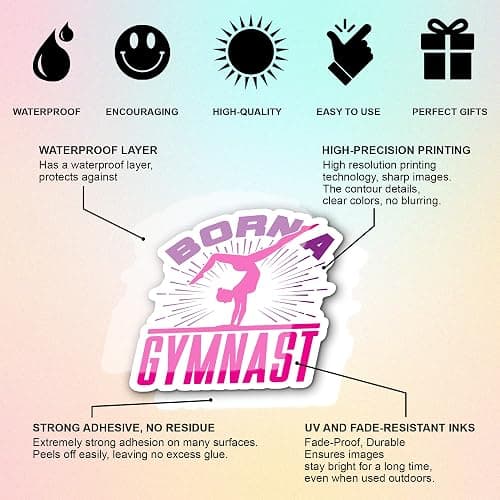 BEATRI Gymnastics Stickers 50Pcs Vinyl Waterproof Gymnastics Gifts Decor | Non-Repeating Decals, High-Definition Print for Laptop, Luggage, Water Bottle, Journaling & Travel Gear thumbnail 4