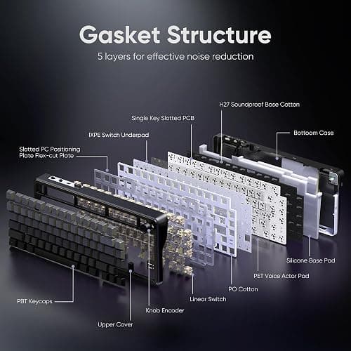 RedThunder K75 Wireless Mechanical Gaming Keyboard, 75% Hot Swappable Creamy Keyboard with Knob, RGB Backlit, Pre-lubed Linear Switches, Side Printed PBT Keycaps, Wireless/Wired/BT5.0 Connection Mode thumbnail 5