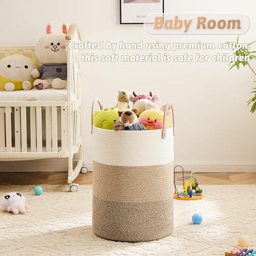 Artfeel Laundry Basket,Woven Cotton Rope Laundry Hamper,60L for Decorative Storage of Dirty Clothes,Toys and Blankets in Bathroom,Bedroom and Living Room thumbnail 3