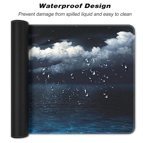 Atufsuat Extended Large Mouse Pad, XXL Gaming Desk Pad 31.5 x 15.7 Inch, Big Computer Keyboard Mousepad, Waterproof Mouse Mat with Stitched Edges and Non-Slip Base for Office Gaming, Moon Ocean thumbnail 6