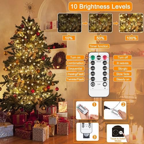 Fairy Lights Mains Powered 20M 200 LED Warm White Fairy Lights 8 Modes Fairy Lights Plug In with Remote Control & Timer for Christmas Outdoor Indoor Garden(Black Cable) thumbnail 3