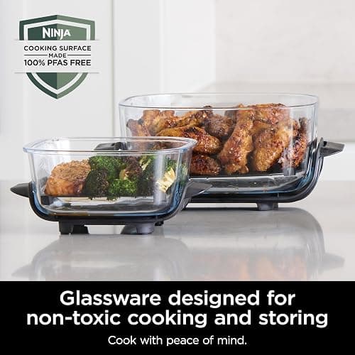 Ninja Crispi Air Fryer, Microwave, Freezer & Dishwasher Safe, Non Toxic Glass Portable Cooking System, 4 QT & 6 Cup Glass Containers with Storage Lids, Easy Meals, Air Fry, Bake, Stone, FN101ST thumbnail 14