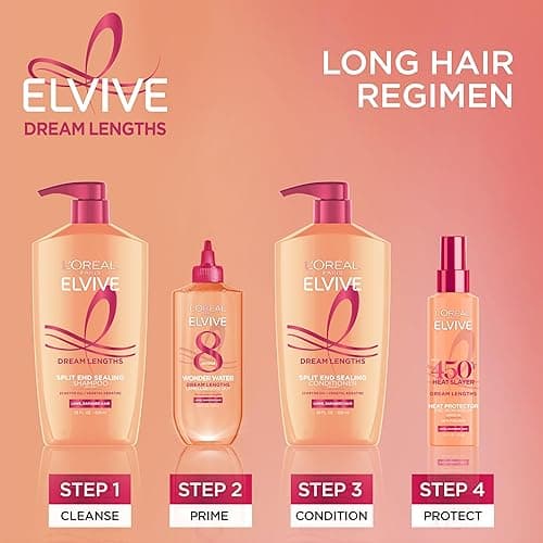L'Oreal Paris Elvive Dream Lengths Shampoo and Conditioner Kit, Paraben Free, 1 kit - Shampoo & Conditioner set - 28 Fl Oz (Pack of 2) thumbnail 8
