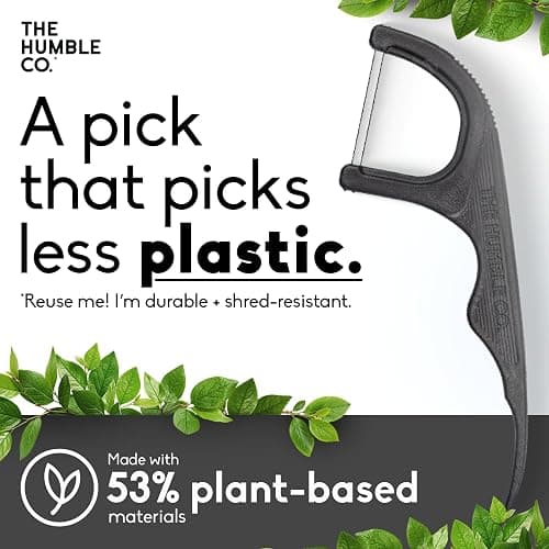 The Humble Co. Floss Picks (200 Count) – Plant Based Dental Floss Picks for Superior Oral Care, Dental Hygiene, and Gum Health, Cruelty Free Tooth Floss Picks (Charcoal, Double Thread) thumbnail 4