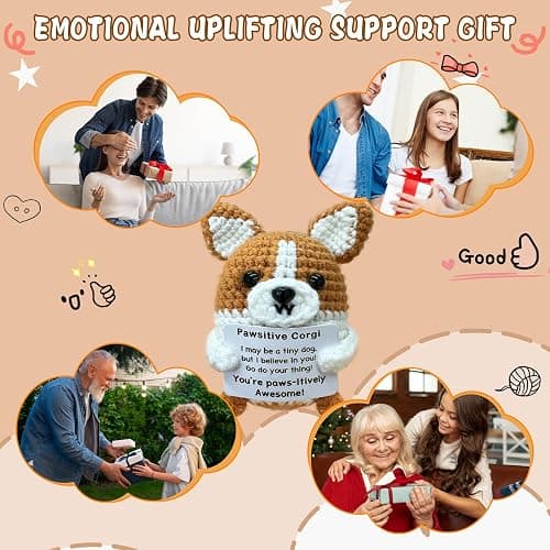Zelaxeyi Corgi Gifts for Corgi Lovers,Positive Crochet Animals,Inspiring Mini Cute Corgis Decor Gifts for Good Friends thumbnail 6