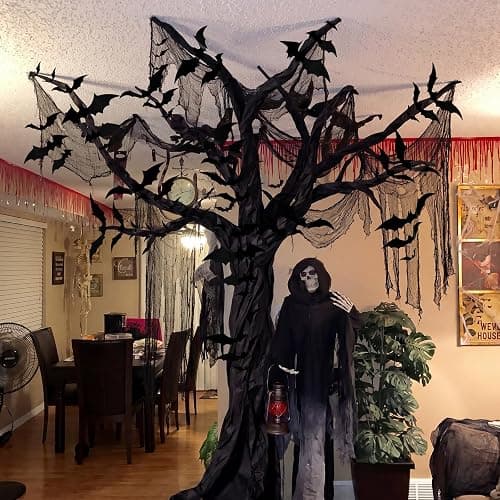 Blueweenly 152 Pcs DIY Halloween Tree Decoration Kit with 124 Pcs 3D Bats 5 Spider Web 2 Kraft Paper Rolls 20 Hooks Spooky Wall Decor Set for Indoor Party Haunted House Decorations thumbnail 2
