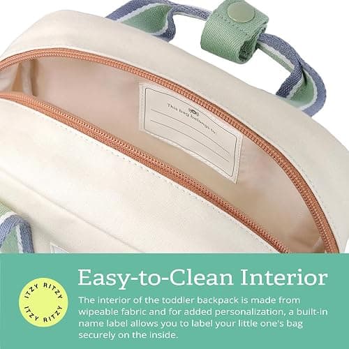 Itzy Ritzy Toddler Backpack - Daycare Bag - Features Adjustable Shoulder Straps, 2 Side Pockets & Spacious Interior with Wipeable Fabric Lining & Name Label, Checkerboard Backpack - Checkerboard - Small thumbnail 7