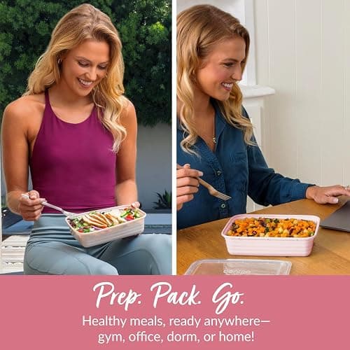 Bentgo Prep - 20-Piece 1-Compartment Reusable Meal Prep Containers with Lids, PFAS & BPA Free Materials, Durable, Microwave, Freezer, & Dishwasher Safe To Go Food Storage (Blush Pink) thumbnail 4