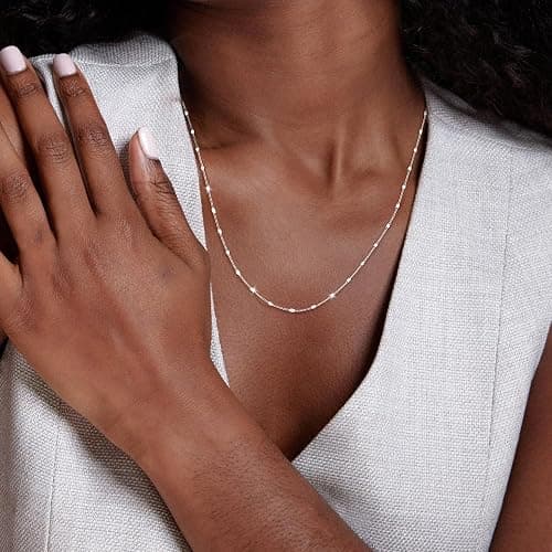 Carffordo 925 Sterling Silver Necklace Silver Chain Necklace for Women Cuban Link Chain 16K Gold Plated Chain Simple Dainty Necklace for Women Waterproof Trendy Jewelry Gift thumbnail 2