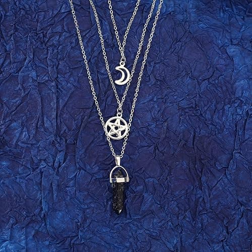 YUNCHONGuk Moon Pentagram Necklace Gothic Necklace for Women Multilayer Healing Crystal Necklaces for Women Girl Valentine's Day Mothers Day Gifts thumbnail 5