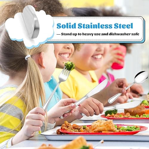 E-far 12-Piece Kids Silverware, Stainless Steel Toddler Kids Utensils Safe for Preschooler/Children, Includes 4 Forks 4 Spoons 4 Knife, Slimline Adult Look & Small Size, Rust Free & Dishwasher Safe thumbnail 6
