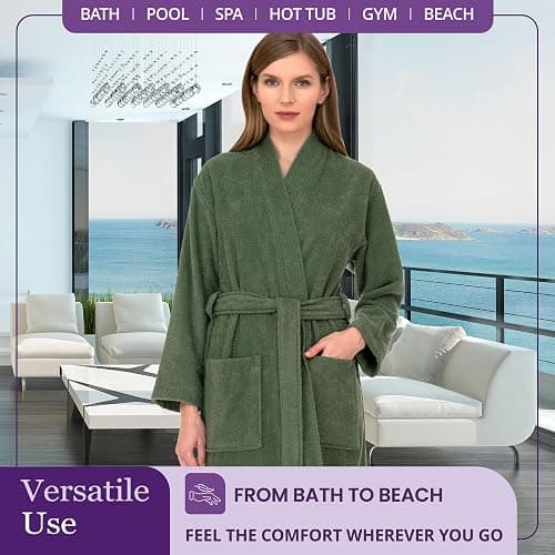 TowelSelections Womens Robe Cotton Kimono Bathrobe for Women Knee Length Terry Cloth Towel Robes for Women XS to 4X thumbnail 4