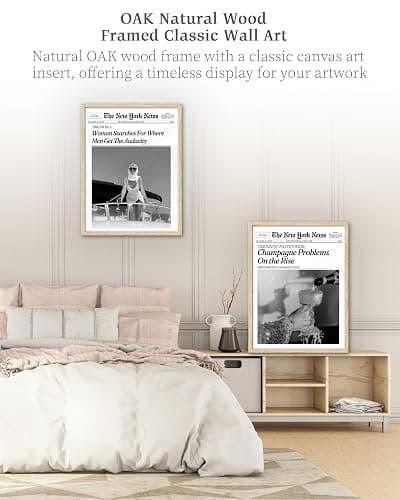 iHery Champagne Problems On the Rise Newspaper Headline Framed Wall Art, Natural OAK Wood Trendy 12x16 in Canvas Wall Art Décor For Bedroom Living Room Bathroom Set of 1 thumbnail 7