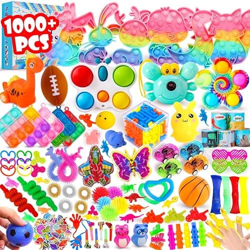 1000Pcs Fidget Toys Pack, Bulk Party Favors for Kids, Stocking Stuffers, Treasure Box Chest, Birthday Party, Classroom Carnival Prizes, Pinata Stuffers, Goodie Bag Stuffers, Stress Relief, Sensory Toy - Image 1