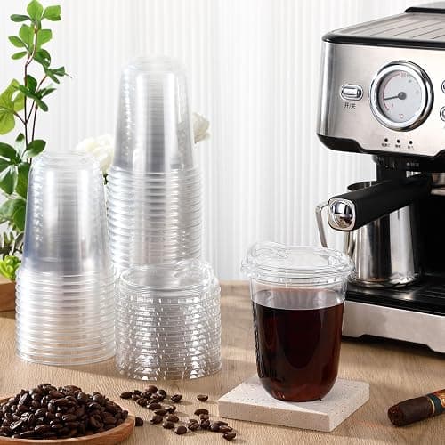 Baderke Clear Plastic Cups with Strawless Sip Lids Disposable Round Bottom Togo Cups for Coffee Smoothie Cold Beverage Coffee Shops and Party Catering(16 oz,50 Pcs) thumbnail 2