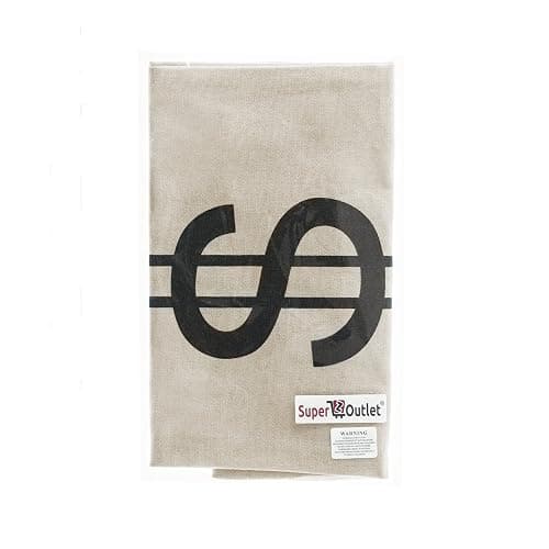 Super Z Outlet Large Canvas Natural Money Bag Pouch with Drawstring Closure and Dollar Sign Design for Toy Party Favors, Bank Robber Cowboy Pirate Theme, Carrying Case Sack thumbnail 3