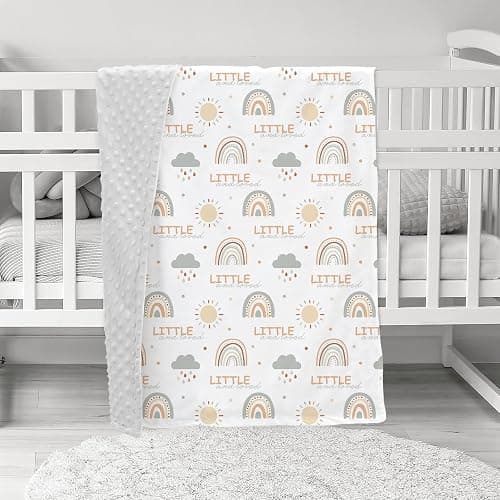 CIVARUA KIDS Baby Blankets for Unisex Boys Girls - Super Soft Clouds Rainbow Nursery Minky Blankets, 30 x 40 Inch Dotted Fleece Backing, Printed Bed Throws Newborn thumbnail 9