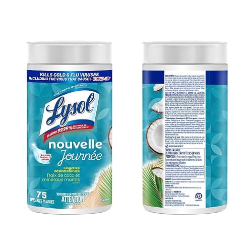 Lysol® Disinfecting Wipes, Brand New Day Coconut & Sea Minerals, (6 x 75 wet wipes) = 450 wet wipes, Pack of 6, Kills 99.99% of viruses and bacteria*, Thick Strong Wipe thumbnail 11
