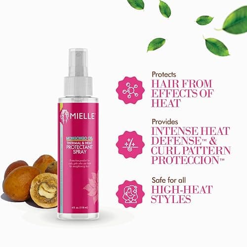 Mielle Organics Mongongo Oil Thermal & Heat Protectant Spray, Protects Hair from Heat Damage, Intense Heat Defense, Curl Pattern Protection, Safe for All Hair Types, 4 Ounce thumbnail 4